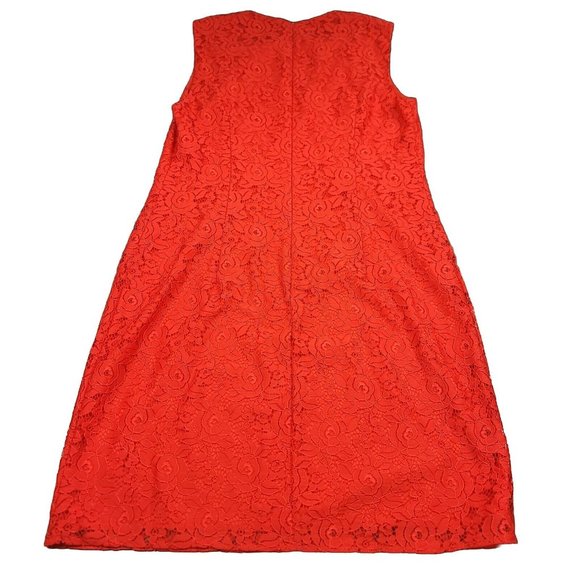 Diane Von Furstenberg Womens 10 Dress Red Lace Sheath Sleeveless Zip Back $448‎ - Picture 2 of 10